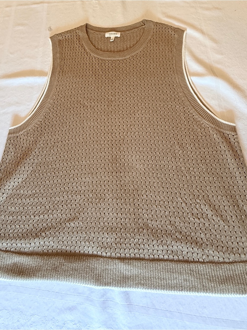Haven Open-Knit Sleeveless Tank in Light Brown